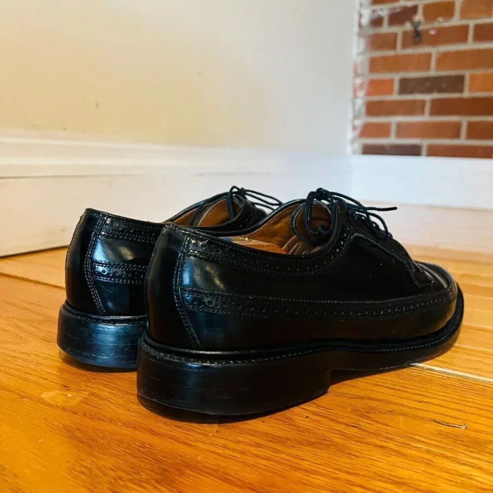 Allen Edmonds MacNeil US 12 B Longwings Oxford Wingtip Black Leather USA Made